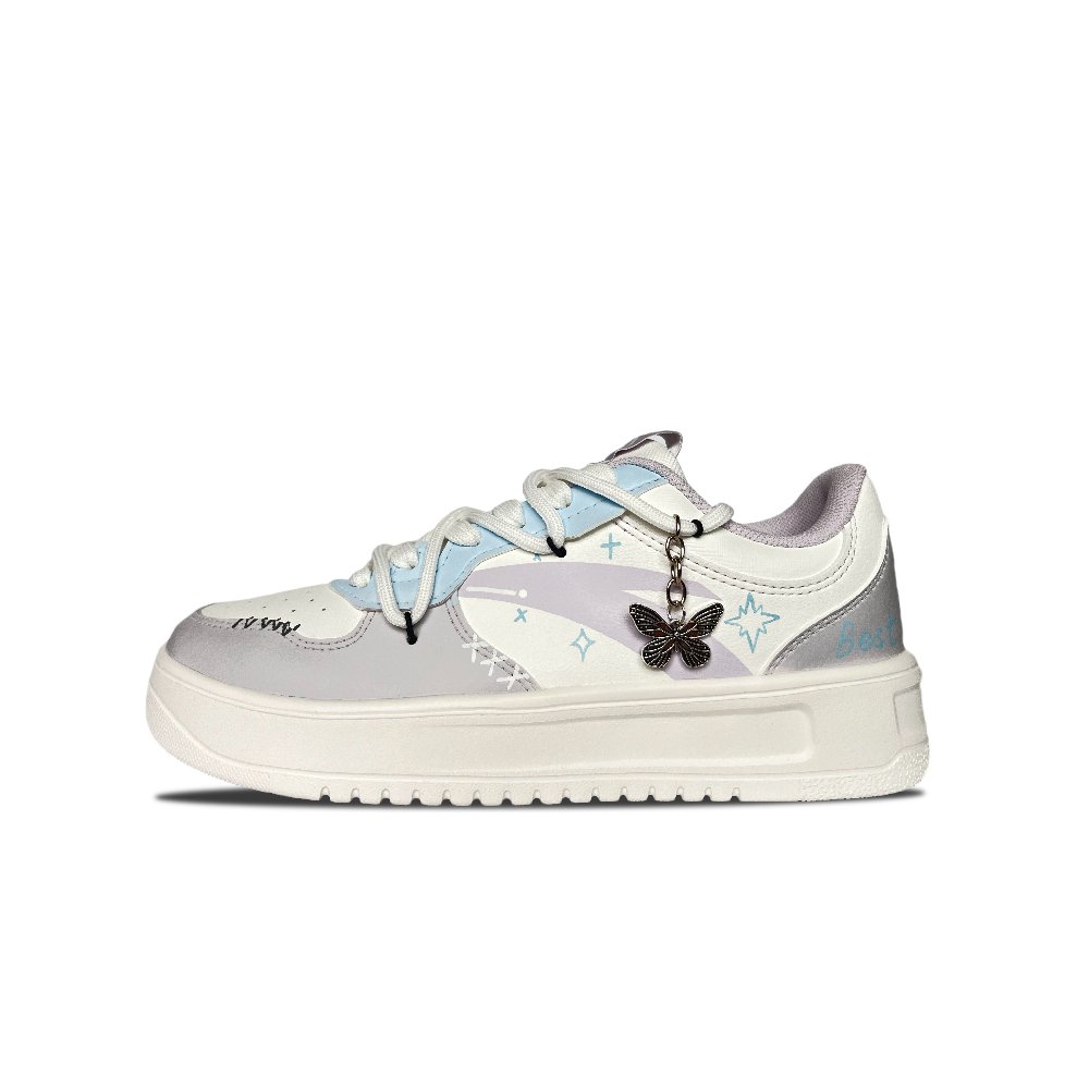 Anta Flying Flower Charm Butterfly Anti-Slip Wear-Resistant Low-Top Skateboard Shoes Women's Purple Blue