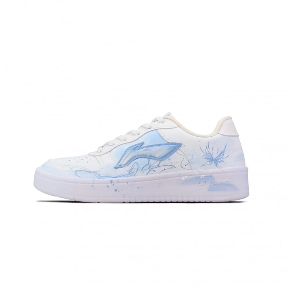 LiNing Pontoon Boats Slip Resistant, Abrasion Resistant, Breathable Low Top Skateboard Shoes Women's Blue White