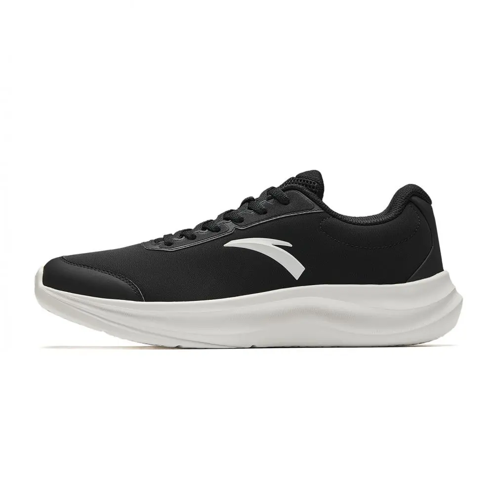 Anta Abrasion Resistant Shock Absorbers Low top Casual Running Shoes Men's Black/Ivory White