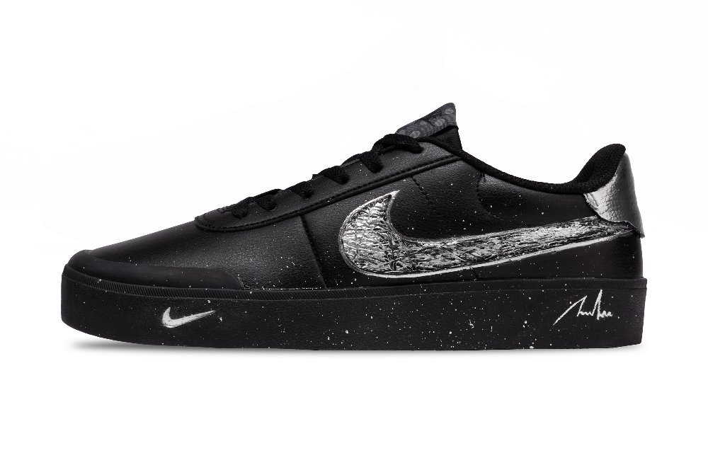 Nike Court Shot Abrasion Resistant Low Top Skateboard Shoes Men's Black Silver