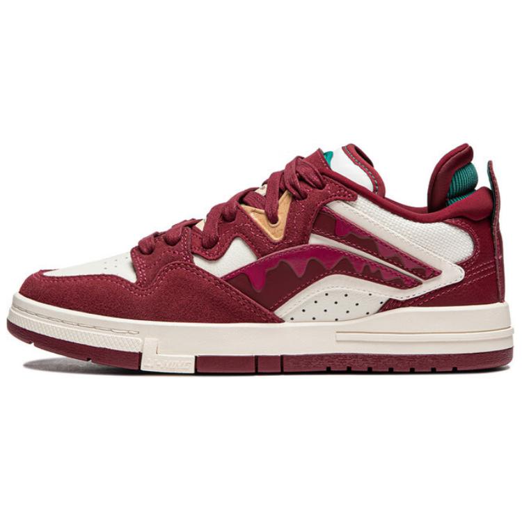 LiNing Wave Pro Anti-Slip Wear-Resistant Low-Top Skateboard Shoes Women's Red White