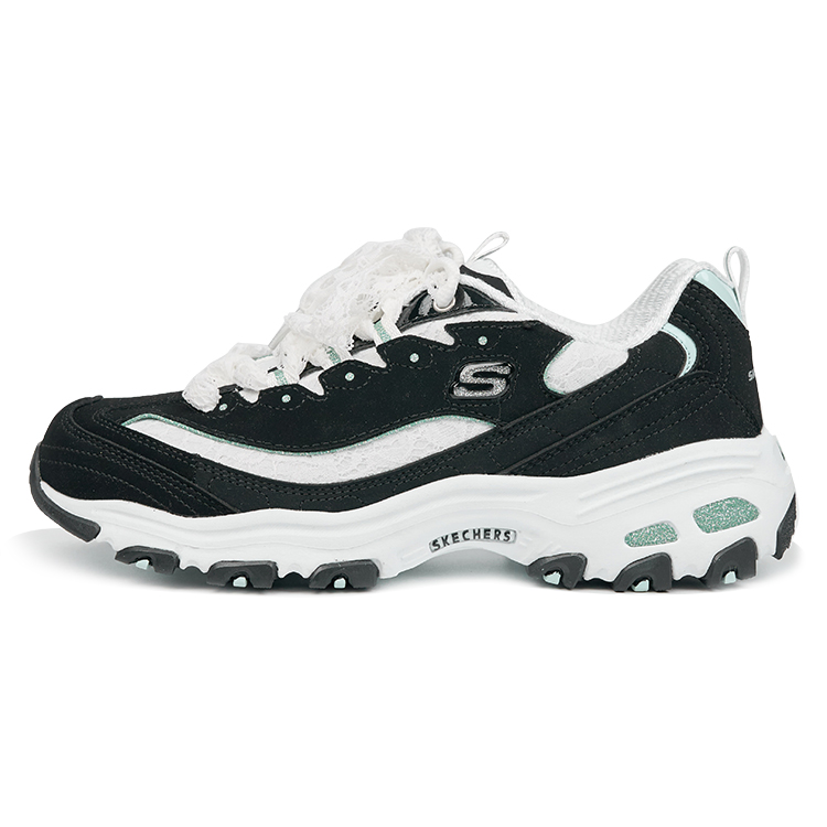 Skechers Cushioning, Abrasion Resistant, Height Increasing Low top Chunky Sneakers Women's Black White