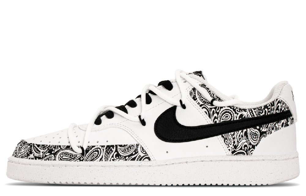 Nike Court Vision 1 Slip Resistant Shock Absorbers Low Top Skateboard Shoes Unisex Black White