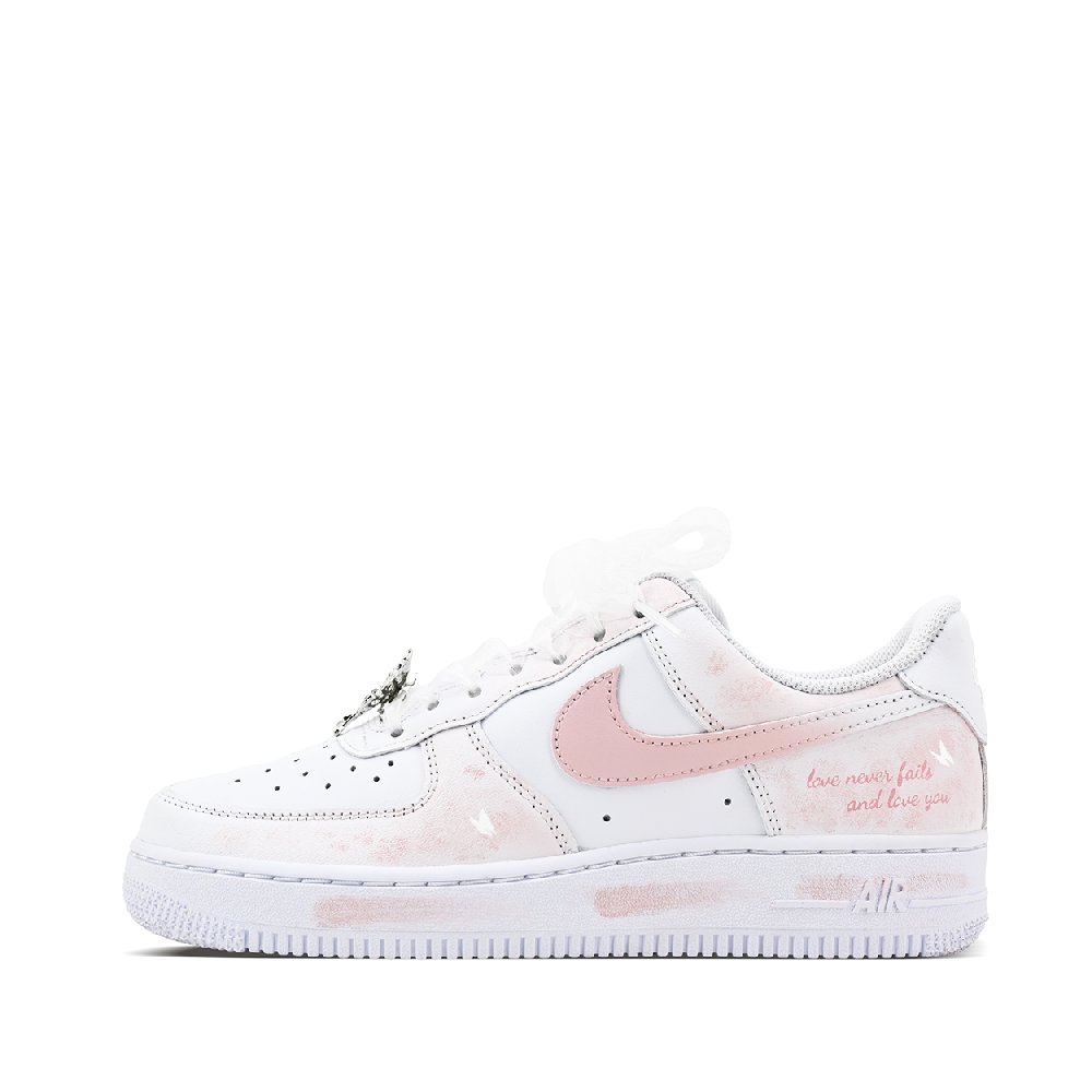Nike Air Force 1 Abrasion Resistant Low Top Skateboard Shoes Unisex Pink White