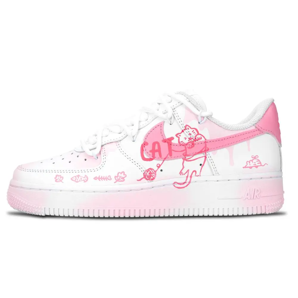 Nike Air Force 1 Cute Hunt Party Abrasion Resistant Low top Skateboard Shoes Unisex Pink