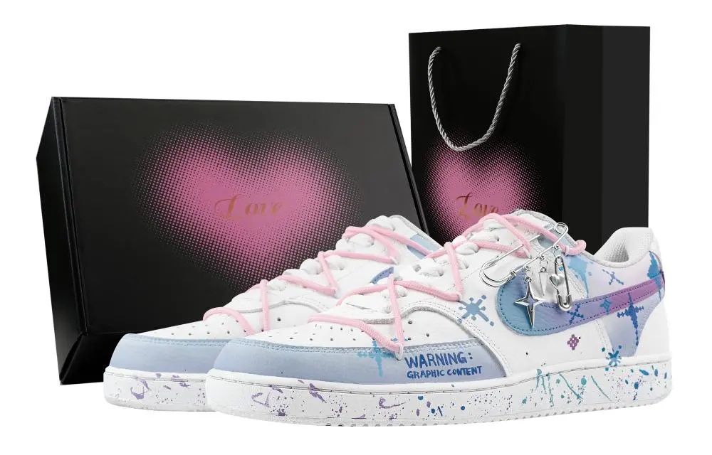 Nike Court Vision 1 Sparkling Starry Sky Box Abrasion Resistant Low top Skateboard Shoes Men's Blue White