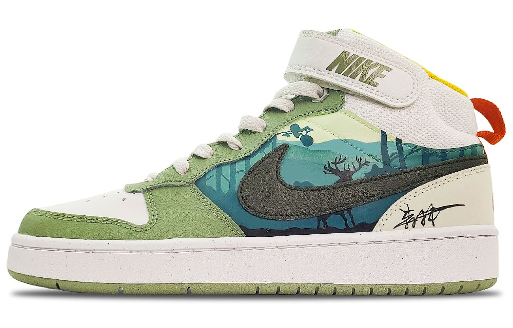 Nike Court Borough Wear-Resistant Mid-Top Skateboard Shoes Women's Blue Green
