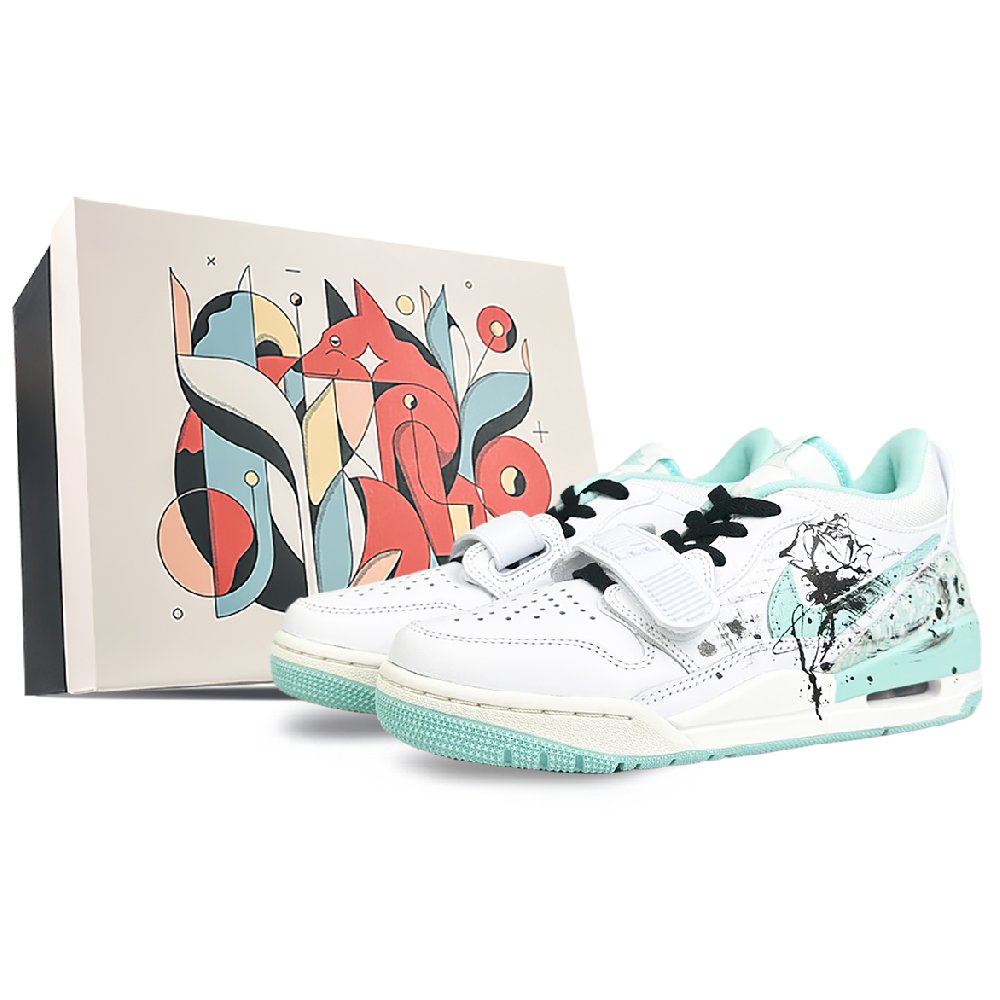 Jordan Legacy 312 Non-slip Wear-resistant Shock Absorption Low-Top Vintage Basketball Shoes Women's Gray Green
