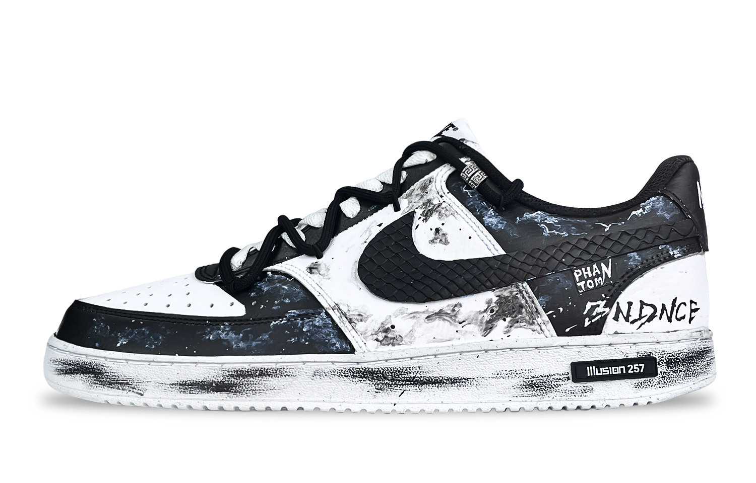 Nike Court Vision 1 Phantom, Rebels Speak Abrasion Resistant Slip Resistant Low top Skateboard Shoes Men's Black White