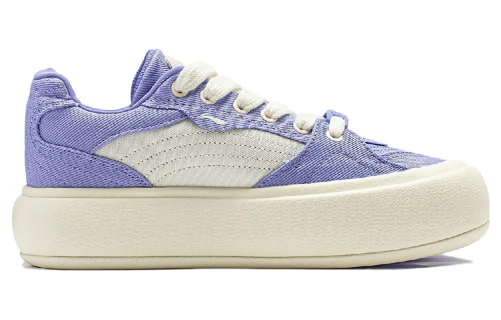 LiNing Puff Platform Slip-Resistant Low-Top Casual Shoes Women's Purple White