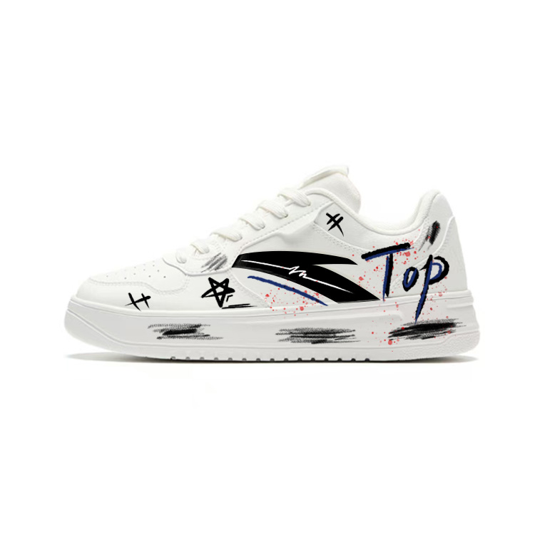 Anta Anti-Slip Wear-Resistant Low-Top Skateboard Shoes Unisex White Black