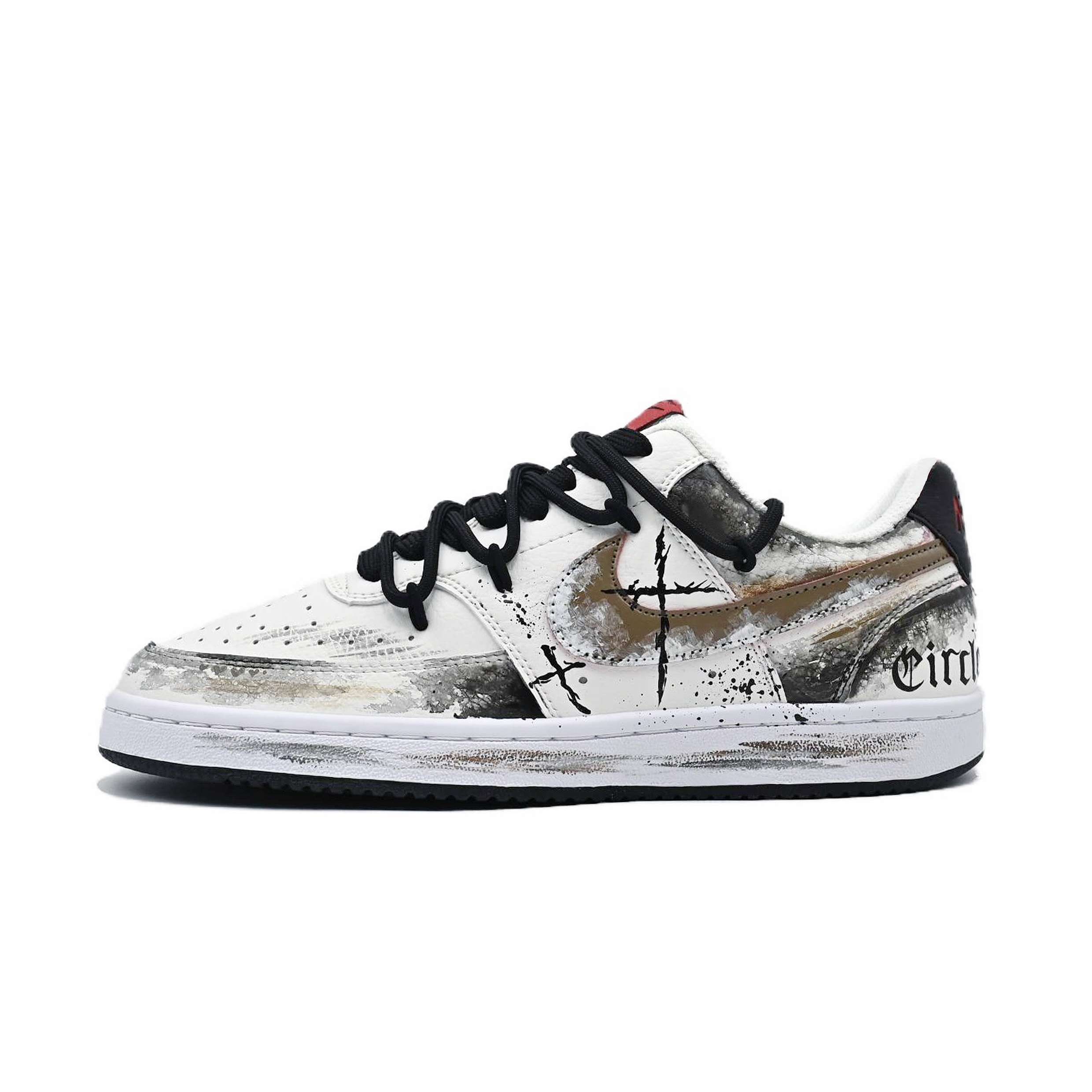Nike Court Vision 1 Withered Wood Cushioning, Wear Resistant Low top Skateboard Shoes Men's Black Brown