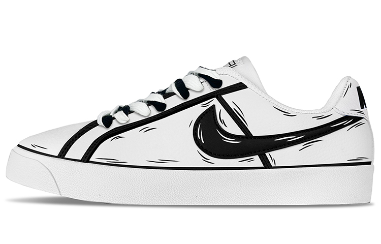 Nike Court Royale Ac Low-Top Skateboard Shoes Unisex White Black