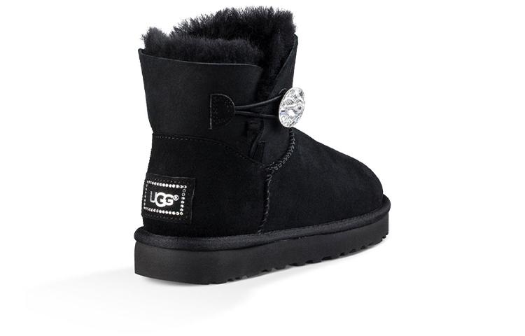 UGG Mini Bailey Button Bling Fleece Lined 'Black White' Women's