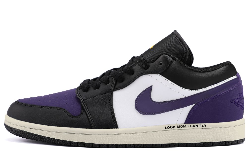 Jordan Air Jordan 1 Abrasion Resistant Low Top Vintage Basketball Shoes Unisex Black Purple
