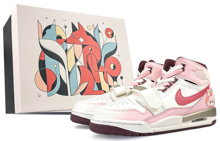 Jordan Legacy 312 Cushioning Anti-Slip And Wear-Resistant High-Top Vintage Basketball Shoes GS White Pink