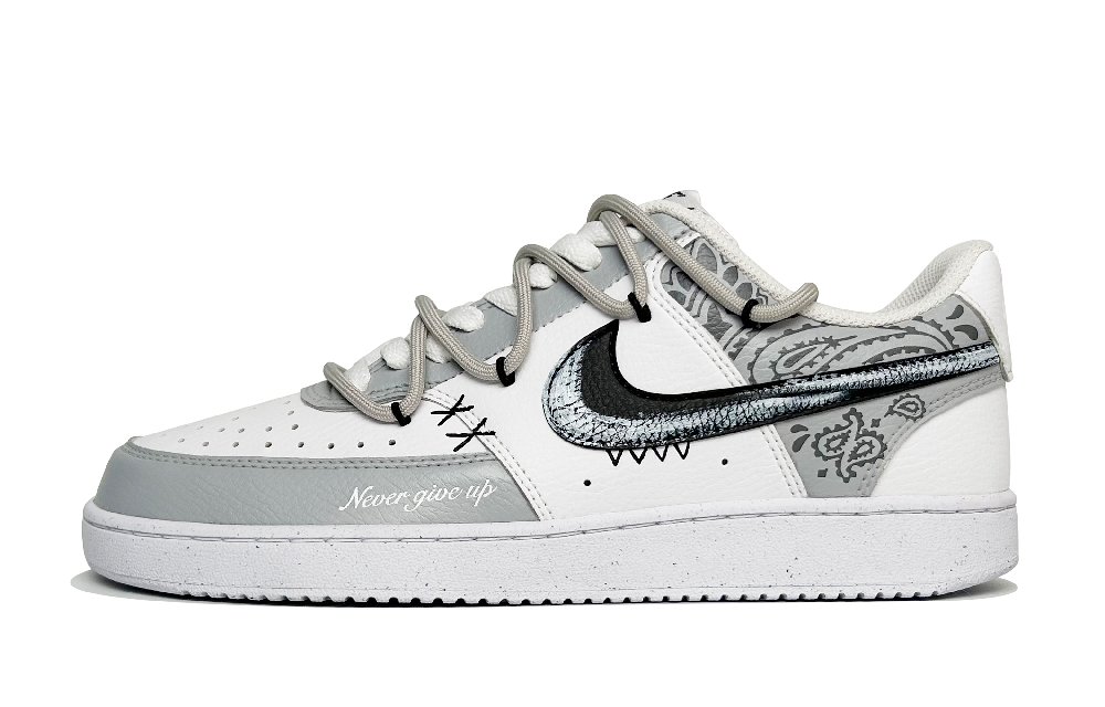 Nike Court Vision 1 Mist Cashew Nut Anti Slip Wear Resistant Low Top Skateboard Shoes Men's Black Gray