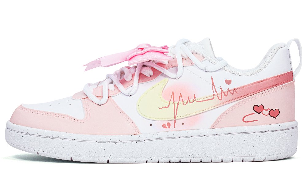 Nike Court Borough Skateboard Shoes Women's Low-Top Yellow/White/Pink