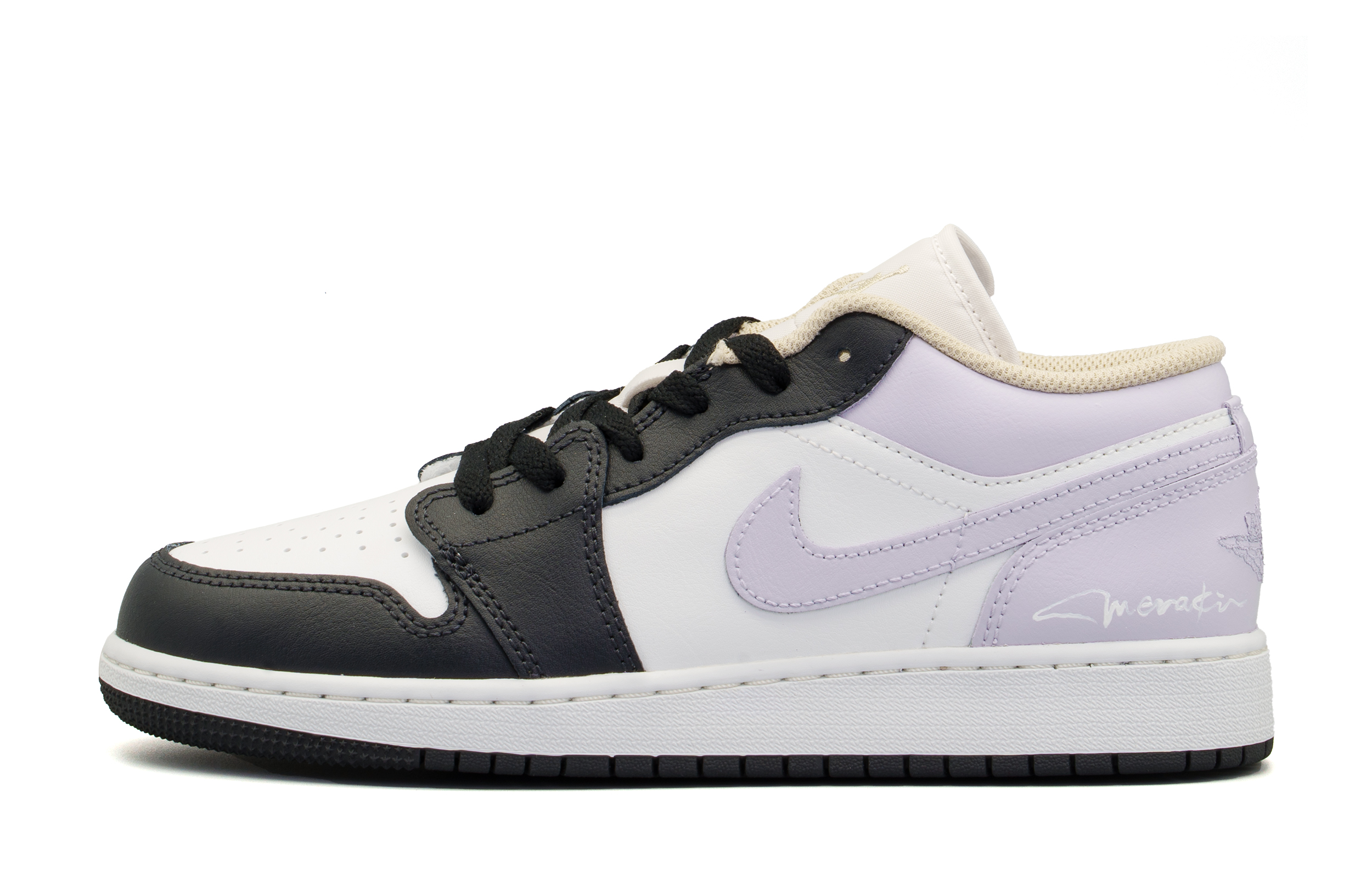 Jordan Air Jordan 1 Cushioning, Wear Resistant Low top Vintage Basketball Shoes Women's Black Pink