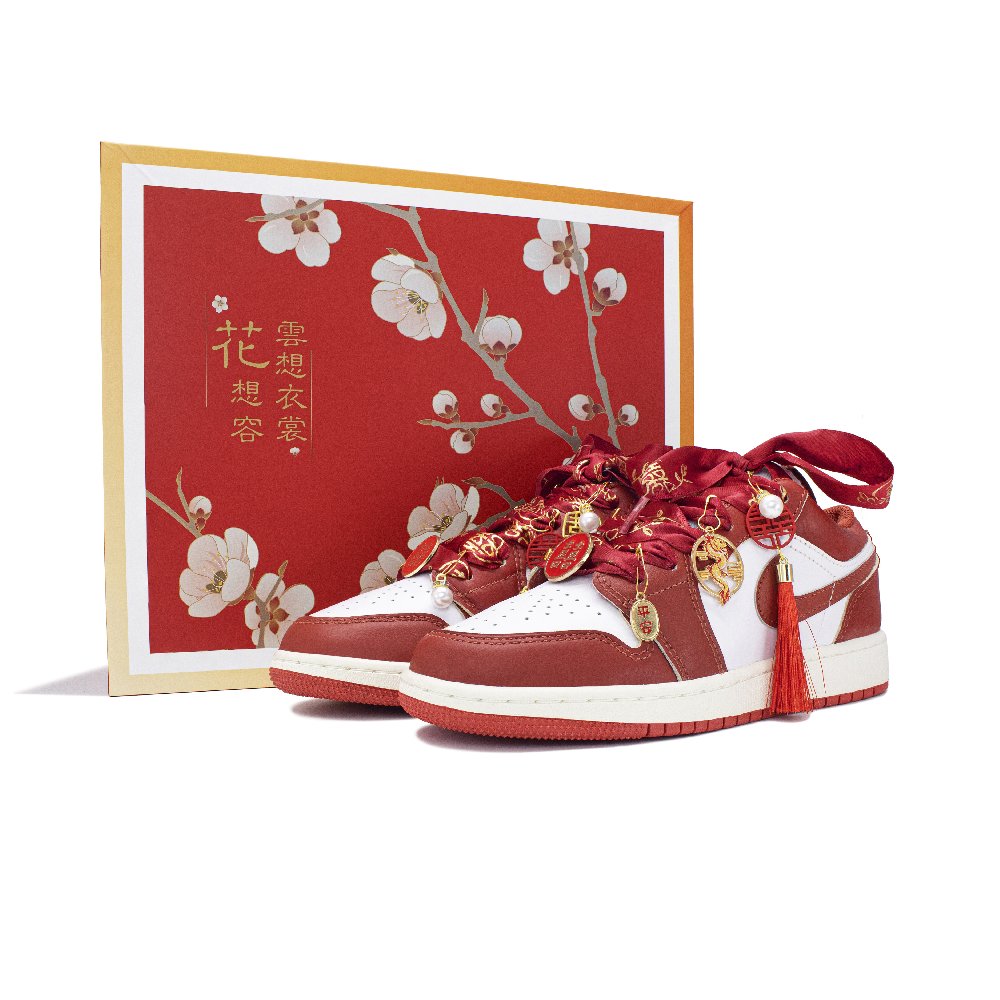 JORDAN Air JORDAN 1 Vintage Basketball Shoes Unisex Low Top White/Red