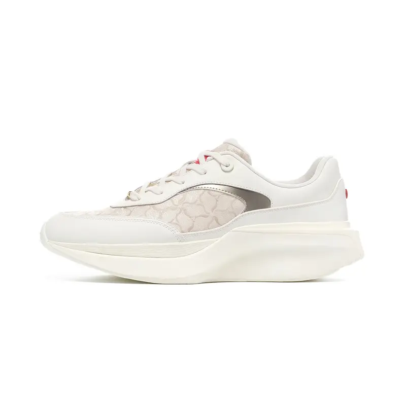 LI NING 1990 Xunyu Cushioning, Wear Resistant Low top Running Shoes Men's Ecru Gold