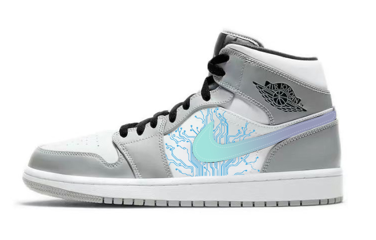 Jordan Air Jordan 1 Cushioning Anti-Slip Wear-Resistant Breathability Mid-Top Vintage Basketball Shoes Men's Smoke Gray