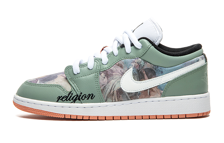 Jordan Air Jordan 1 Low Low-Top Vintage Basketball Shoes GS White Green