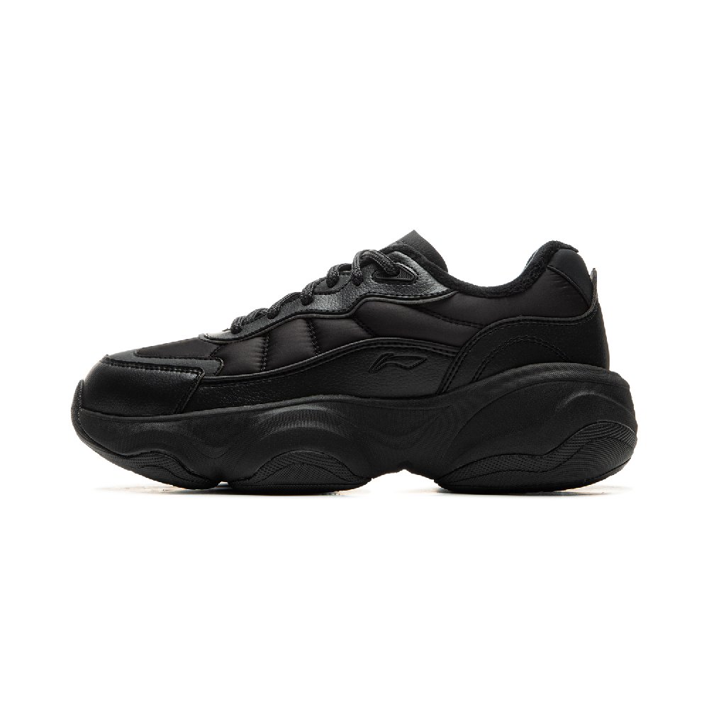 LiNing Honey Cushioned Wear-Resistant Height Increasing Low-Top Casual Shoes Women's Black
