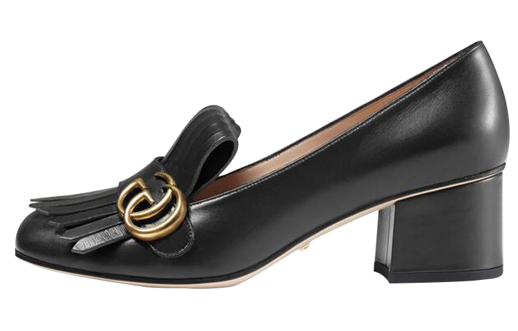 GUCCI GG Marmont Block Heel High Heels Women's Black