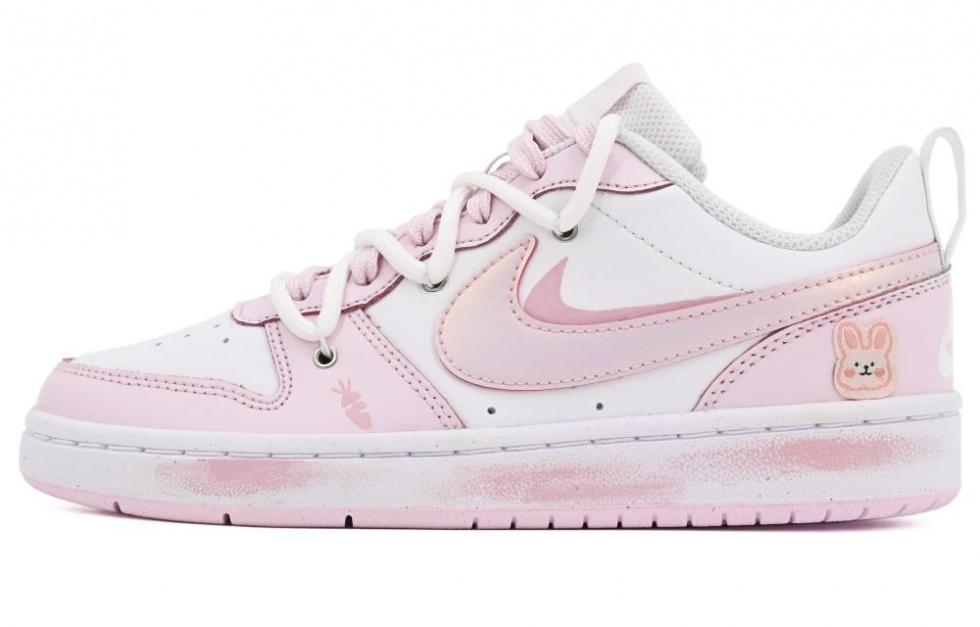 Nike Court Borough 2 Slip Resistant, Abrasion Resistant, Lightweight Low Top Skateboard Shoes GS White Pink