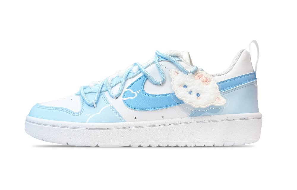 Nike Court Borough High-Top Skateboard Shoes Women's Sky Blue