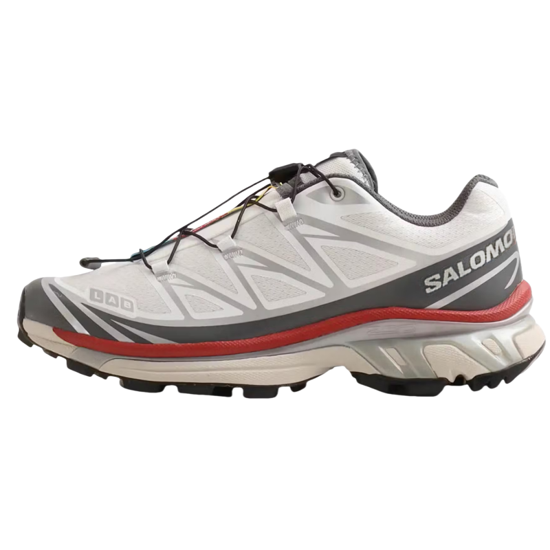 SALOMON XT 6 Running Shoes Unisex White Gray Red