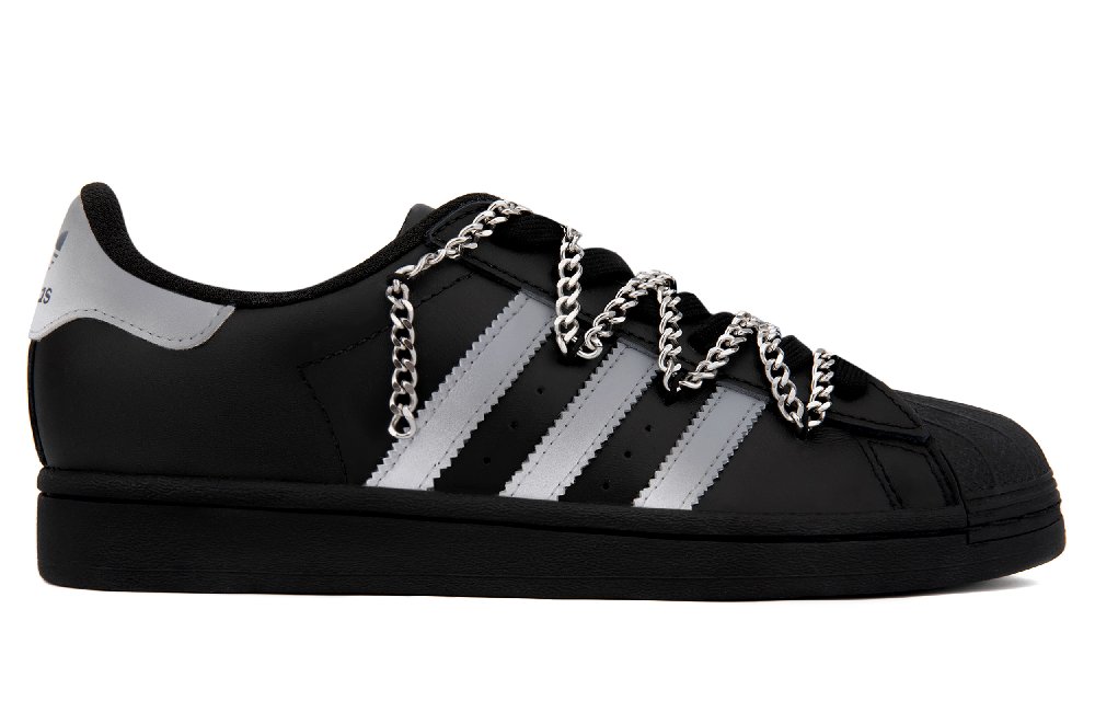 Adidas Originals SUPERSTAR Anti-Slip Wear-Resistant Low-Top Skateboard Shoes Unisex Black Silver