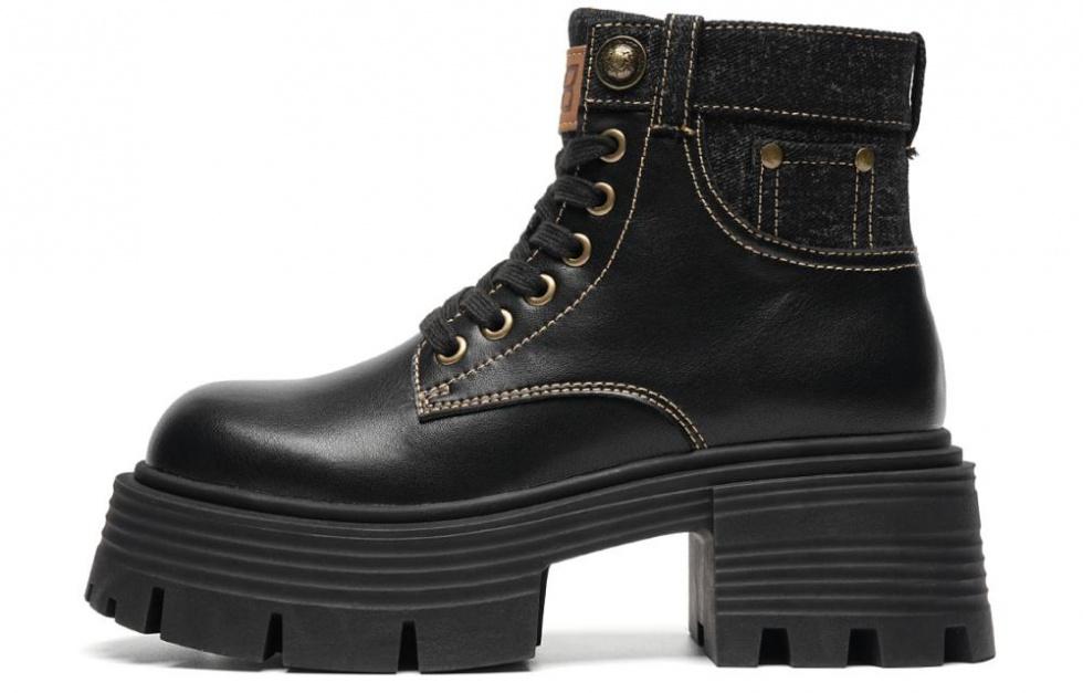 EBLAN Short Mid-Calf Martin Boot Women's Black