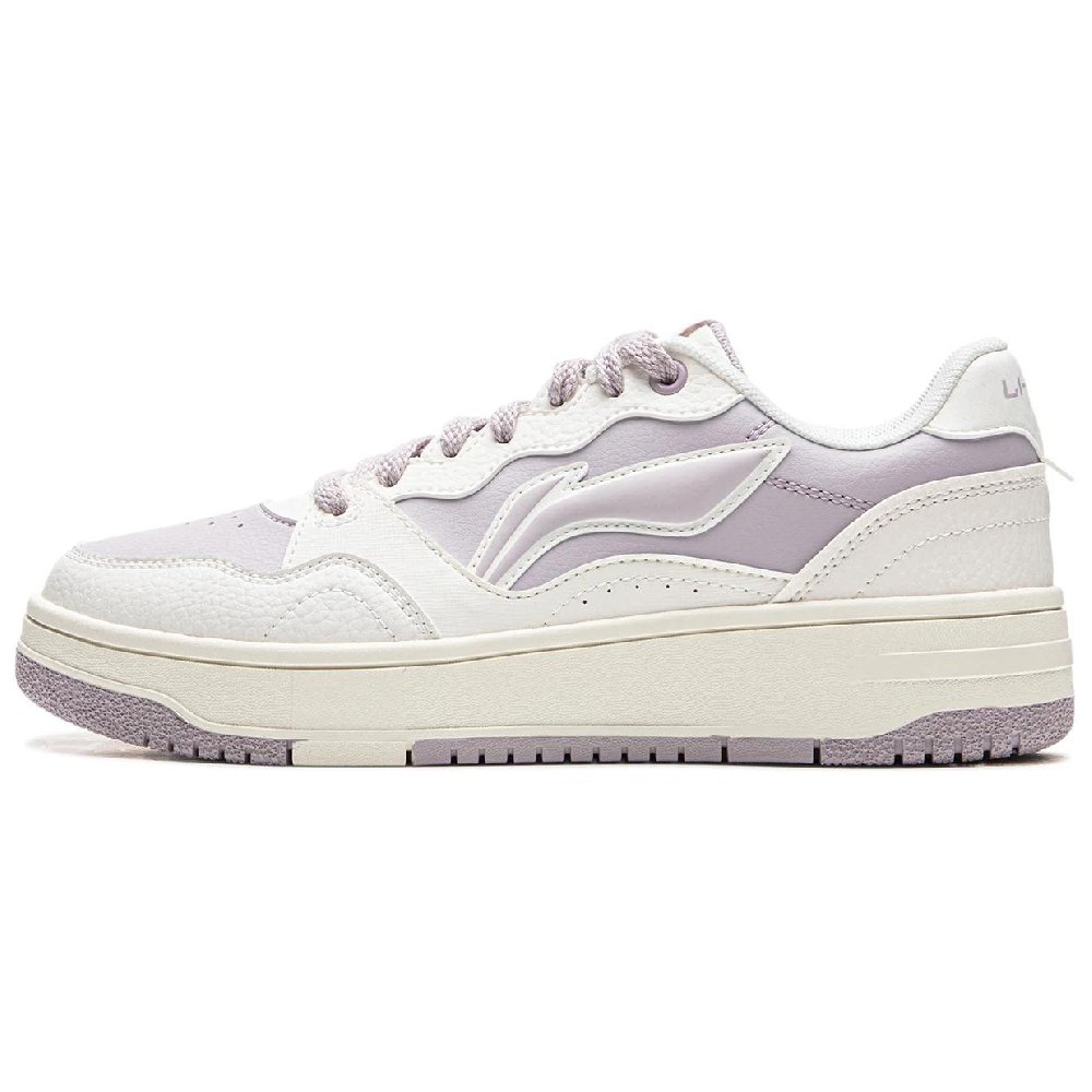 LiNing Tianji Soft Slip Resistant Cushioning Abrasion Resistant Low Top Skateboard Shoes Women's White Purple