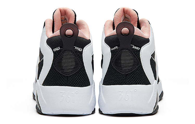 361° Cushioning Wear-Resistant Mid-Top Vintage Basketball Shoes Women's Black White