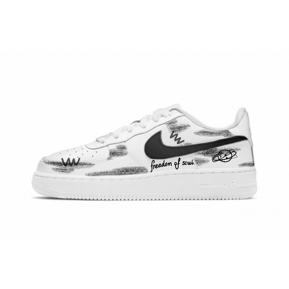 Nike Air Force 1 Cushioning, Wear Resistant Low Top Skateboard Shoes Unisex Black