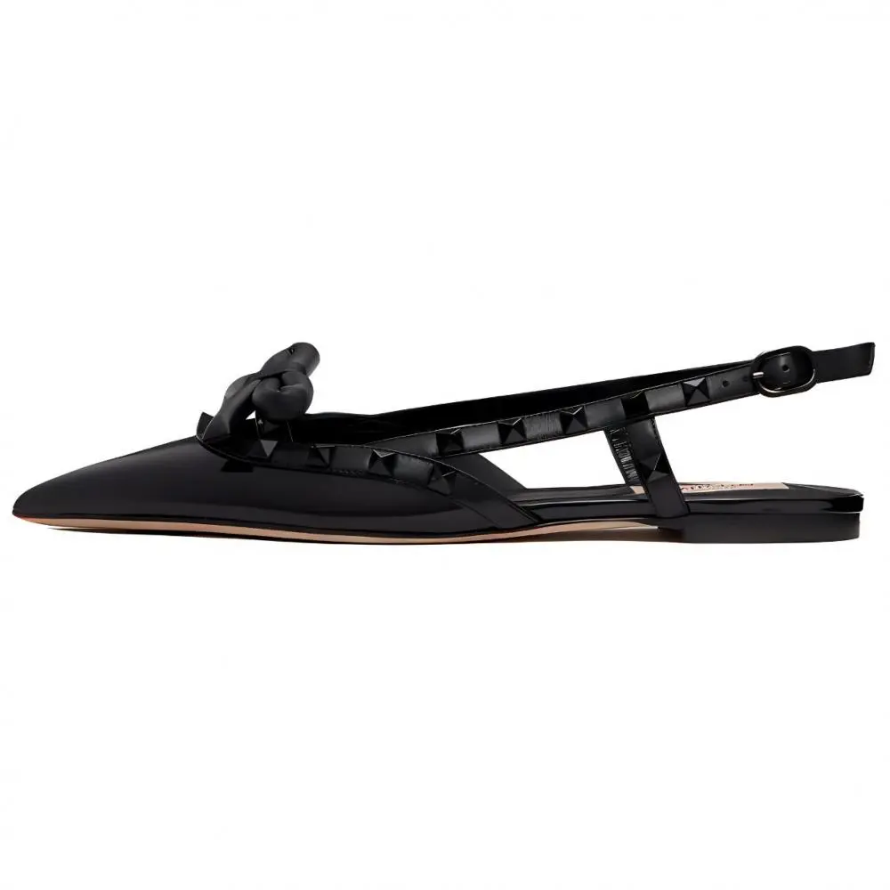 Valentino Garavani Rockstud Bow Slingback Ballerina Shoes