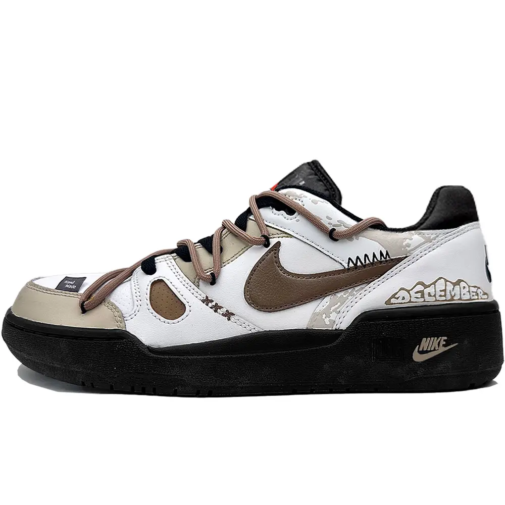 Nike Full Force Wild, Boyfriend Abrasion Resistant Low top Skateboard Shoes Men's White Coffee