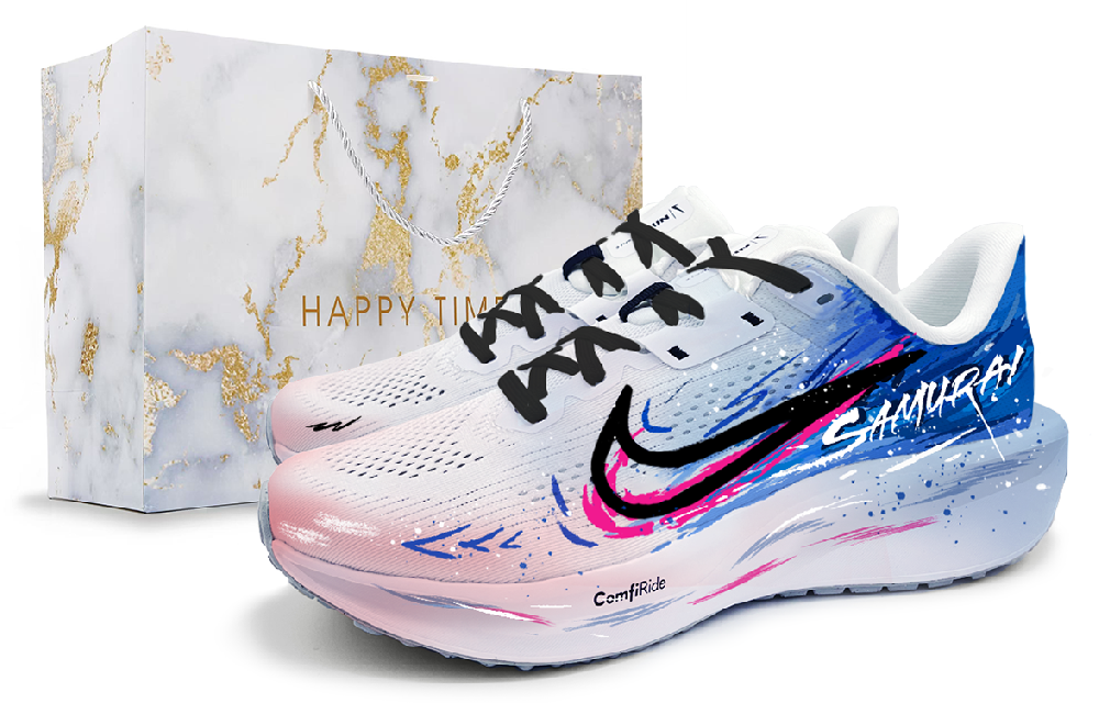Nike Quest 6 Cushioning And Breathable Low Top Running Shoes Unisex Blue Pink