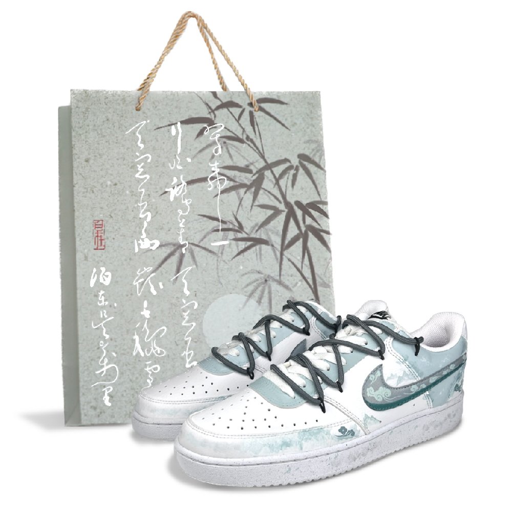 Nike Court Vision 1 Skateboard Shoes Women's Low-Top White/Cyan