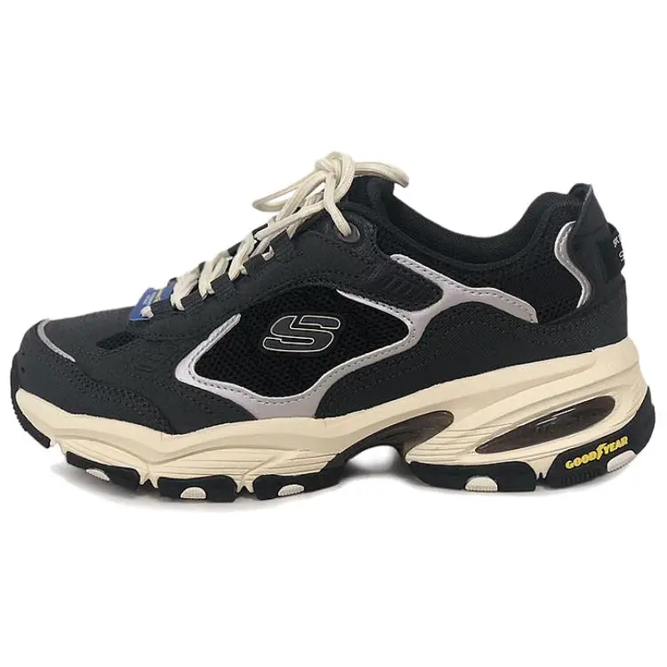 Skechers AIR COOLED MEMORY Abrasion Resistant Breathable Hiking Shoes Women's Black Beige Silver