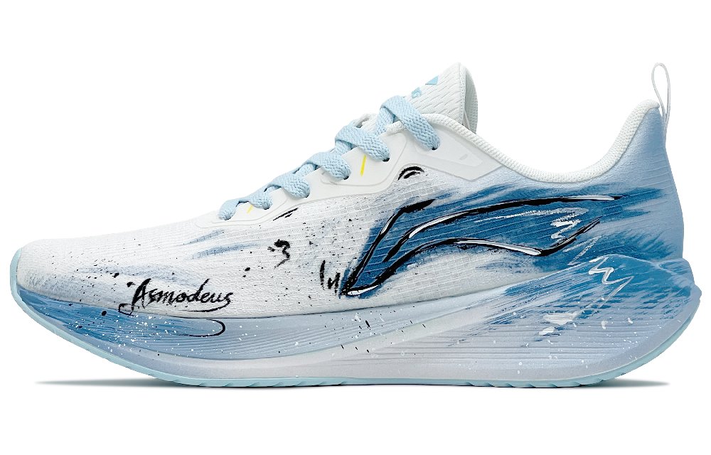 LiNing Wuyue Shock Absorbers Slip Resistant Abrasion Resistant Low Top Casual Running Shoes Men's White Blue