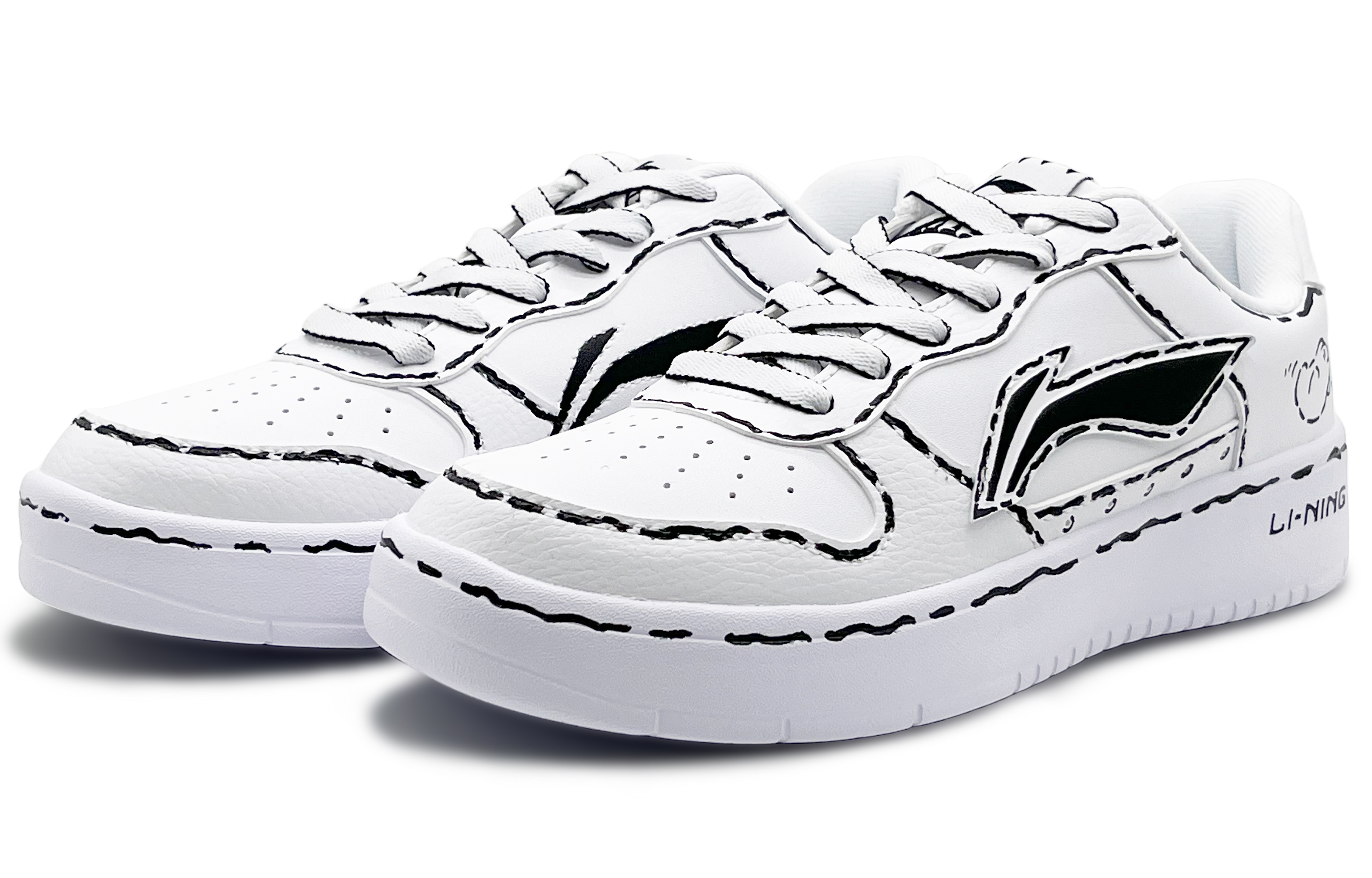 LiNing Sports Life Collection Abrasion Resistant Slip Resistant Low Top Skateboard Shoes Women's White Black
