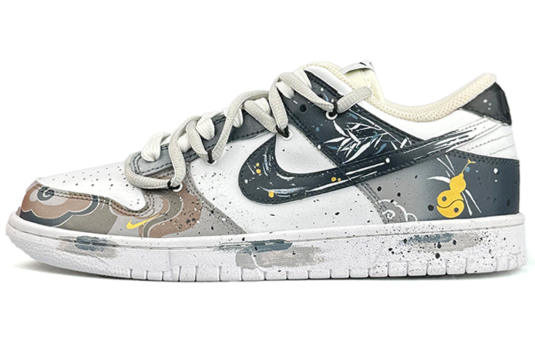 Nike Dunk Anti-Slip Wear-Resistant Low-Top Skateboard Shoes Women's White Blue Gray