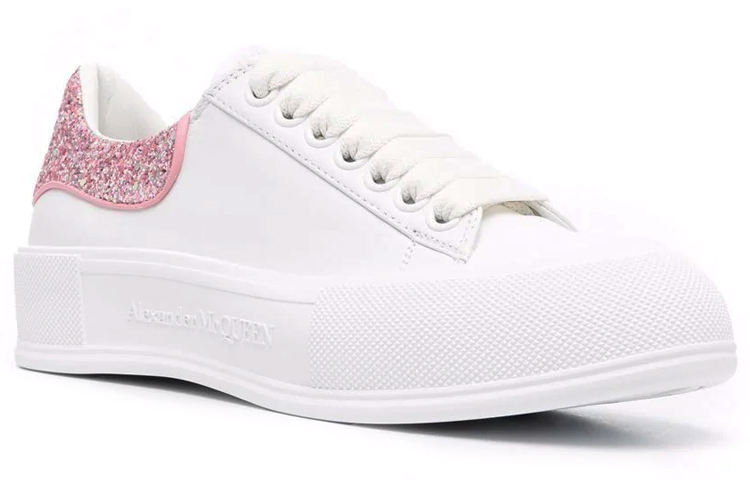Alexander McQueen Deck Plimsoll 'White Rose Pink Glitter' Women's купить в интернет-магазине Yoocart с быстрой доставкой по России.