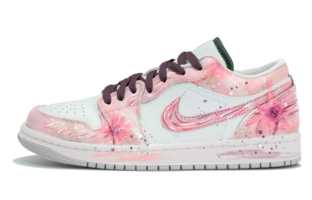Jordan Air Jordan 1 Low Top Vintage Basketball Shoes Unisex White Pink