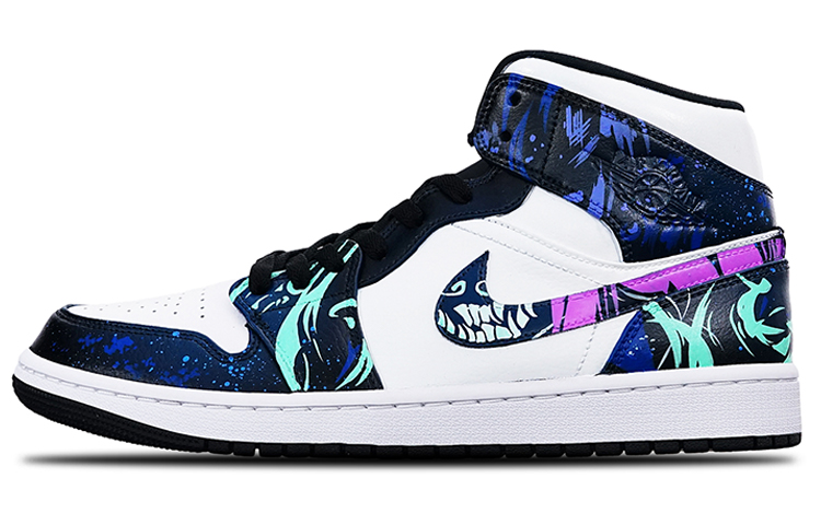 Jordan Air Jordan 1 Mid-Top Vintage Basketball Shoes Men's Black White Purple