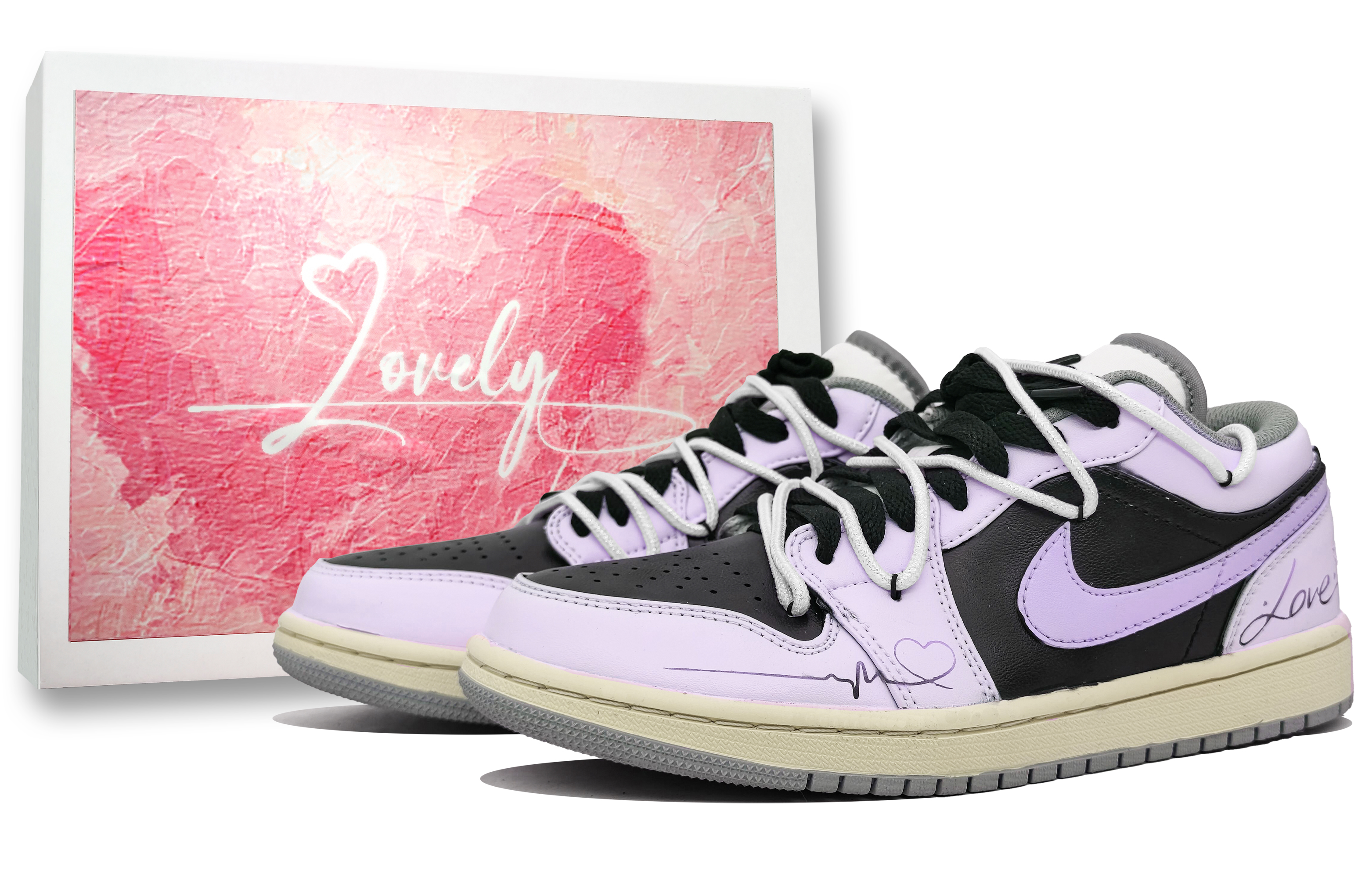 Jordan Air Jordan 1 Cushioning Low top Vintage Basketball Shoes Unisex Romantic Purple