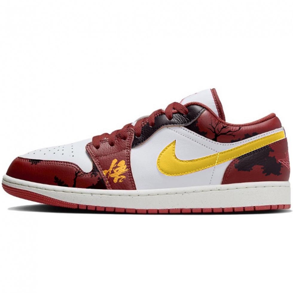 JORDAN Vintage Basketball Shoes Men Low Top Red Yellow